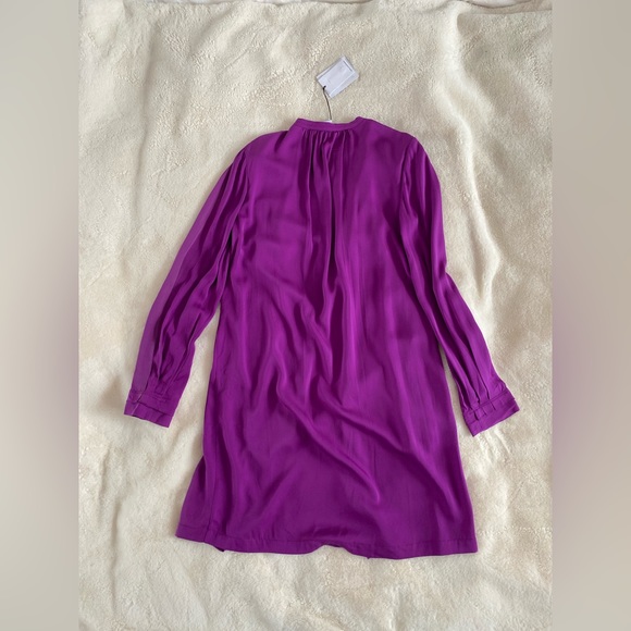 NWT Diane Von Furstenburg silk shirt dress in magenta | size 12 - Picture 2 of 8